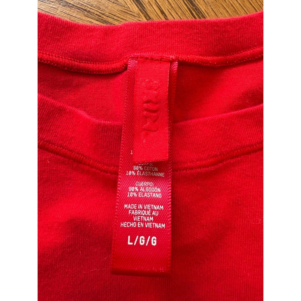 SKIMS Long Sleeve Crew Neck Top Red Cotton Blend Size L - Picture 3 of 6